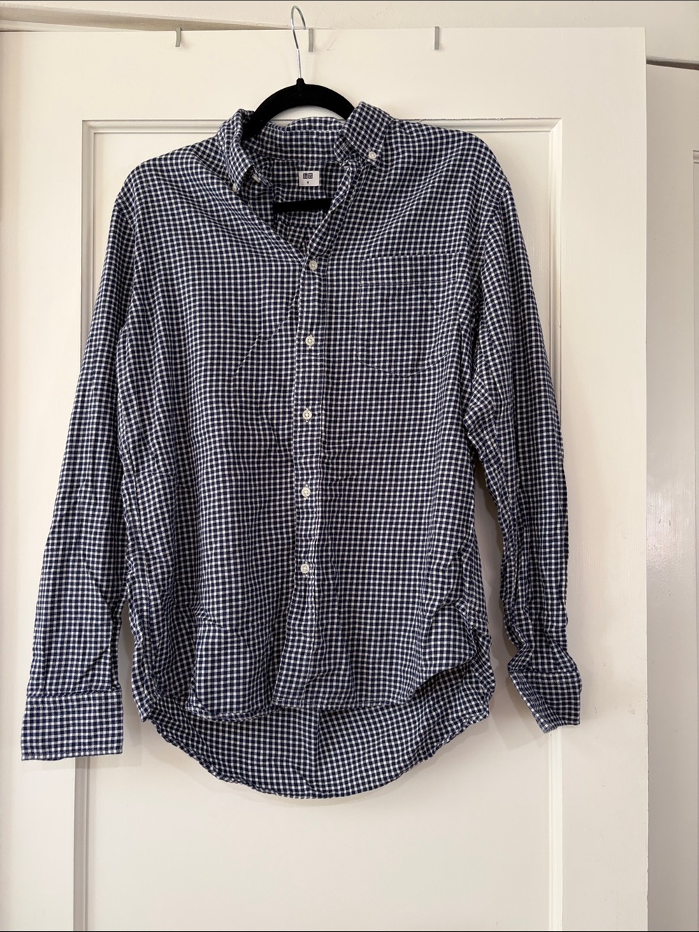 Uniqlo Navy and White Gingham Button-Down Shirt